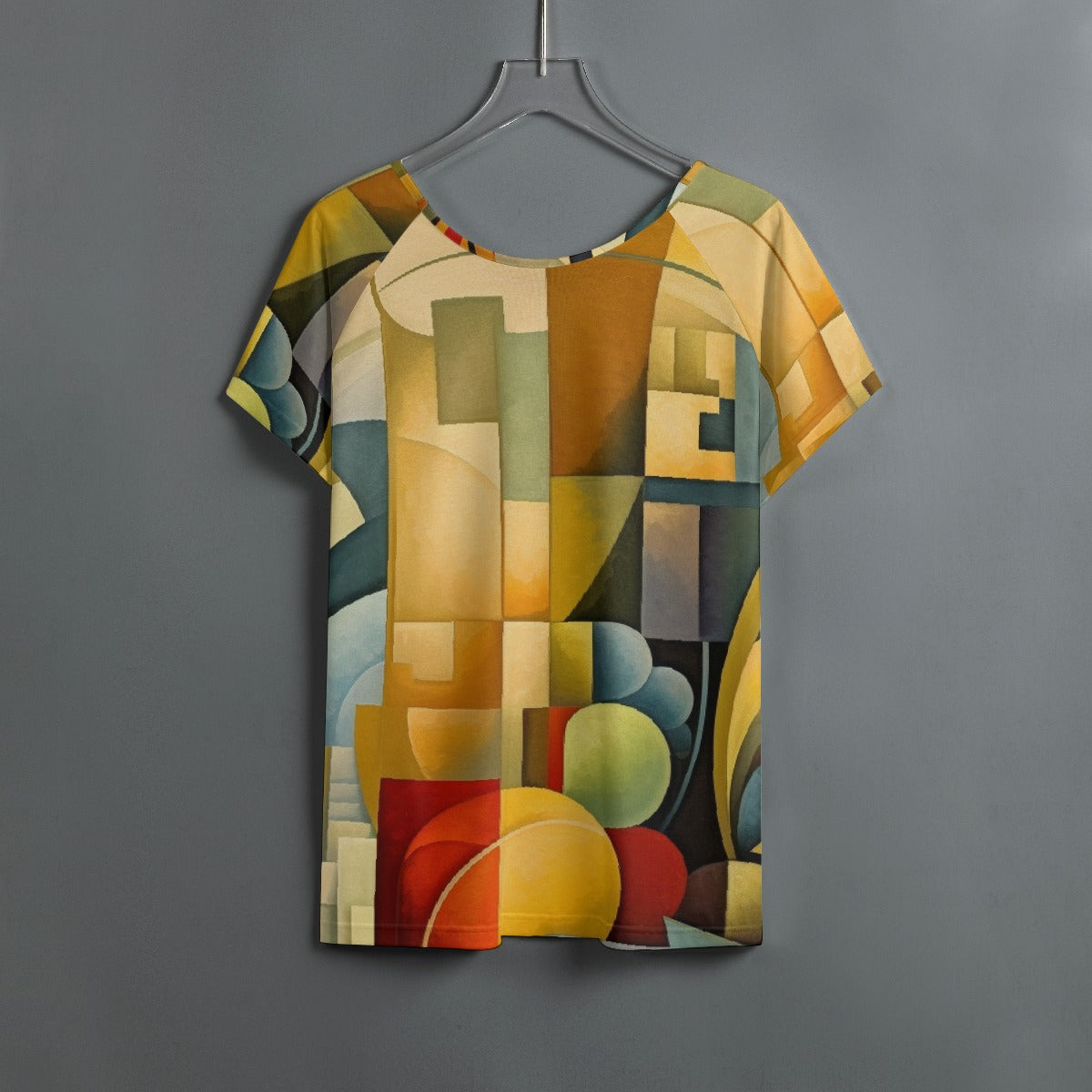 All-Over Print Women's Round Neck T-shirt With Raglan Sleeve
