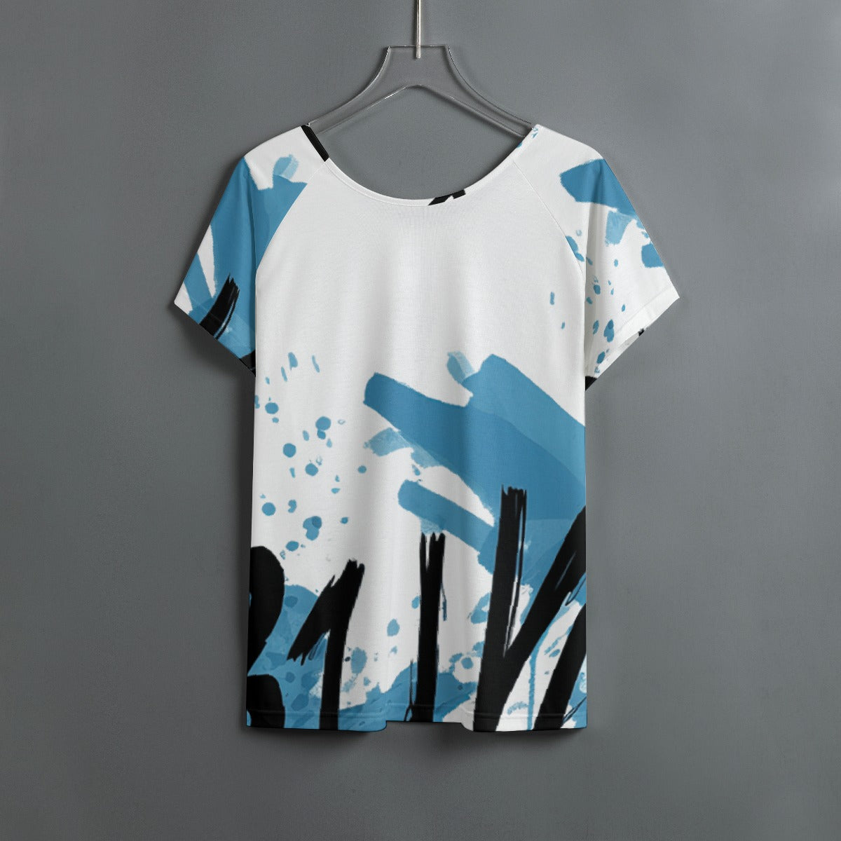 All-Over Print Women's Round Neck T-shirt With Raglan Sleeve