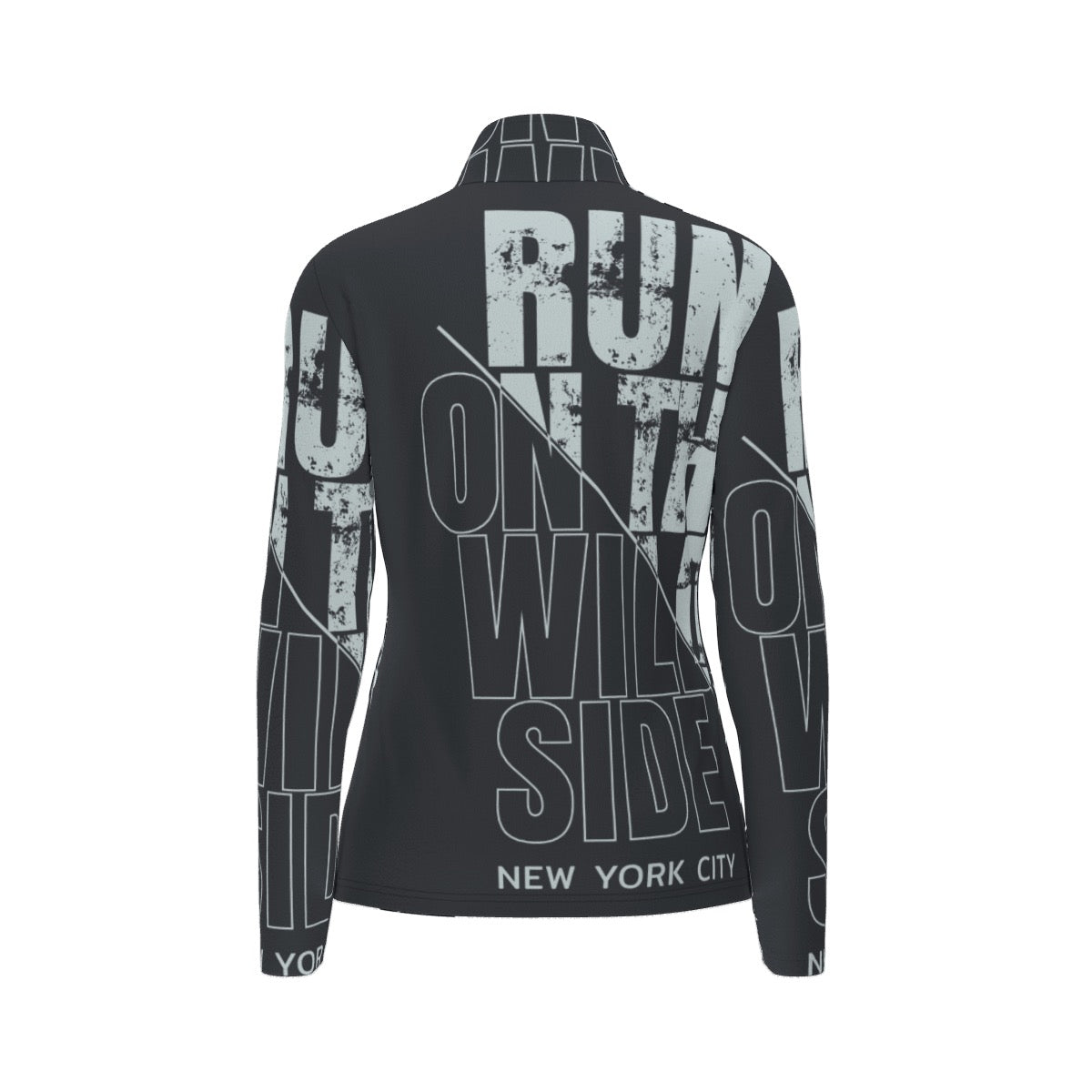 All-Over Print Women's Sports Collar Jersey With Long Sleeve