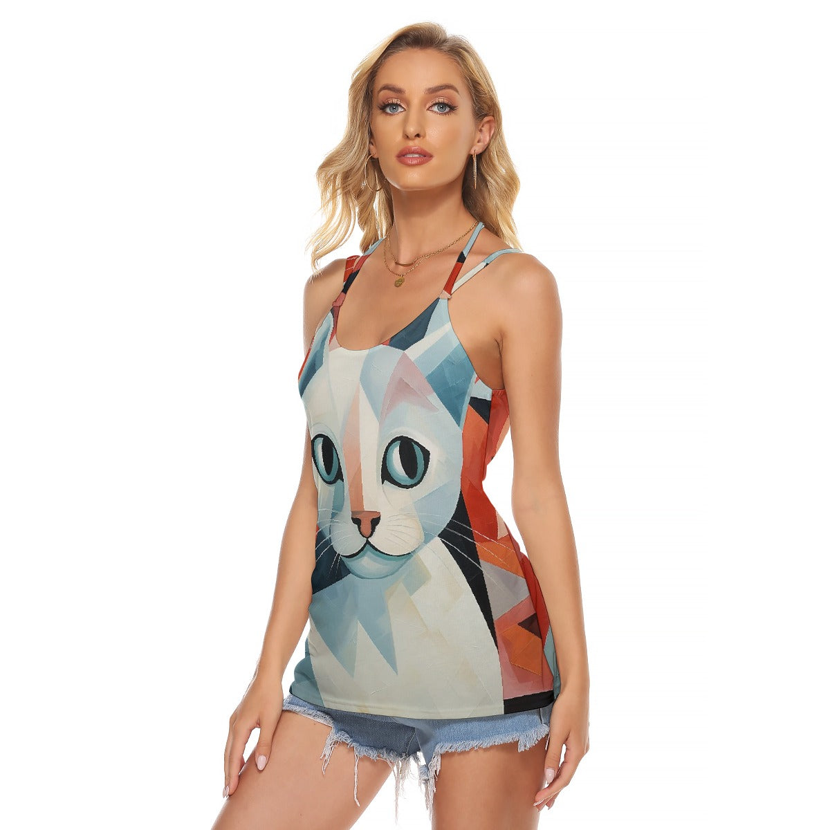 All-Over Print Women's Halter Top With Backless