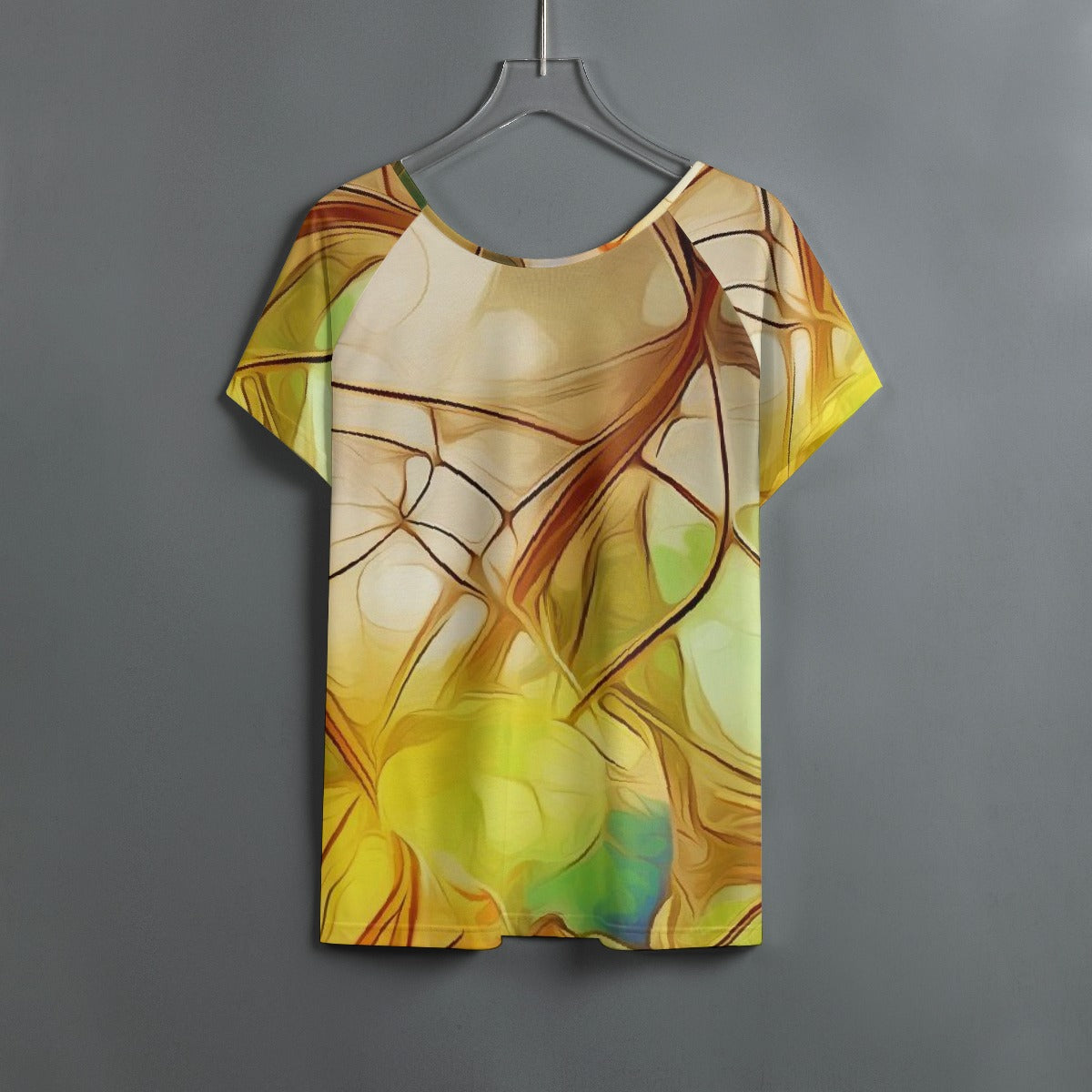 All-Over Print Women's Round Neck T-shirt With Raglan Sleeve