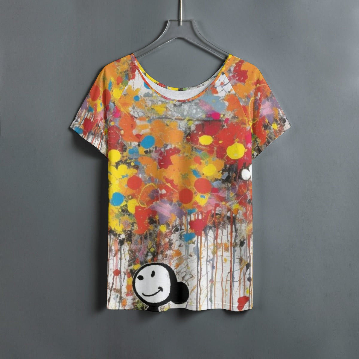 All-Over Print Women's Round Neck T-shirt With Raglan Sleeve