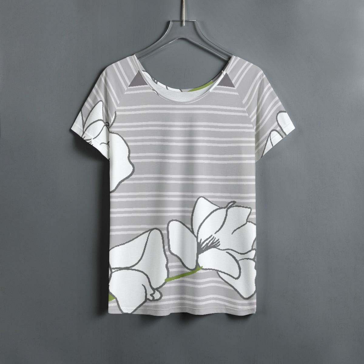 All-Over Print Women's Round Neck T-shirt With Raglan Sleeve
