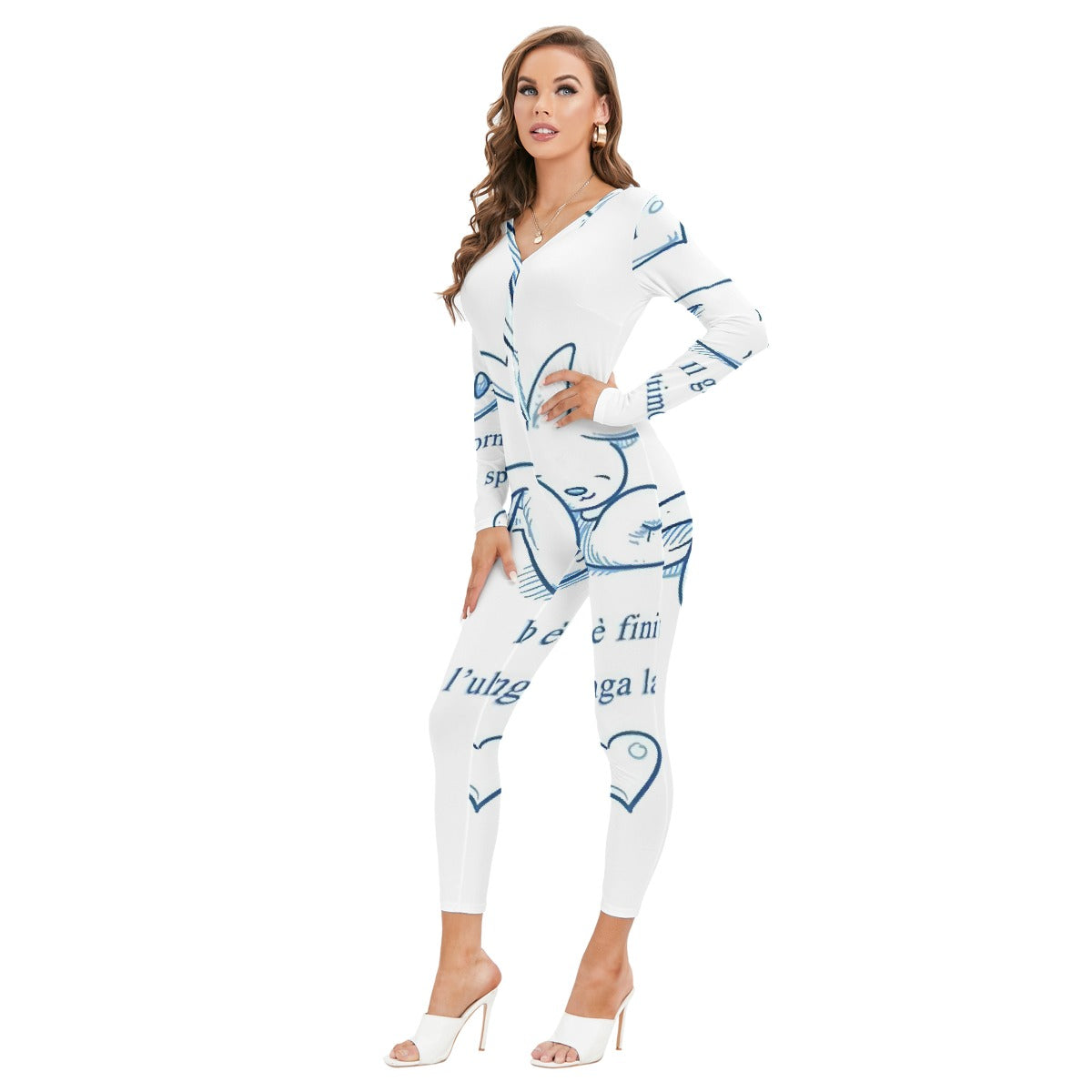 All-Over Print Women's Plunging Neck Jumpsuit