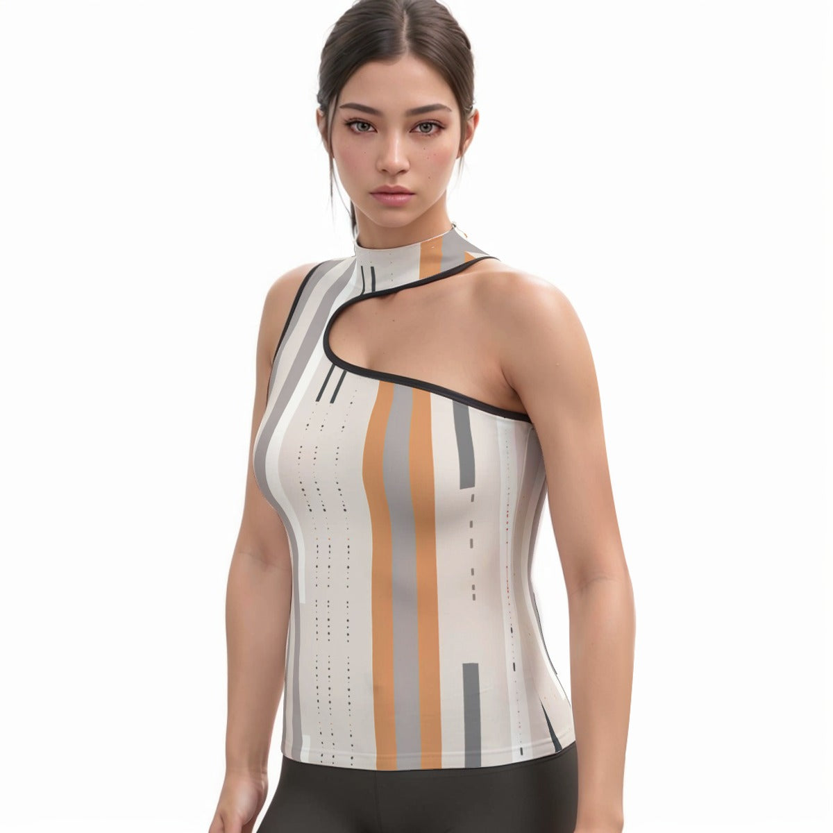All-Over Print Women's Halter Sleeveless Asymmetrical Tank Top
