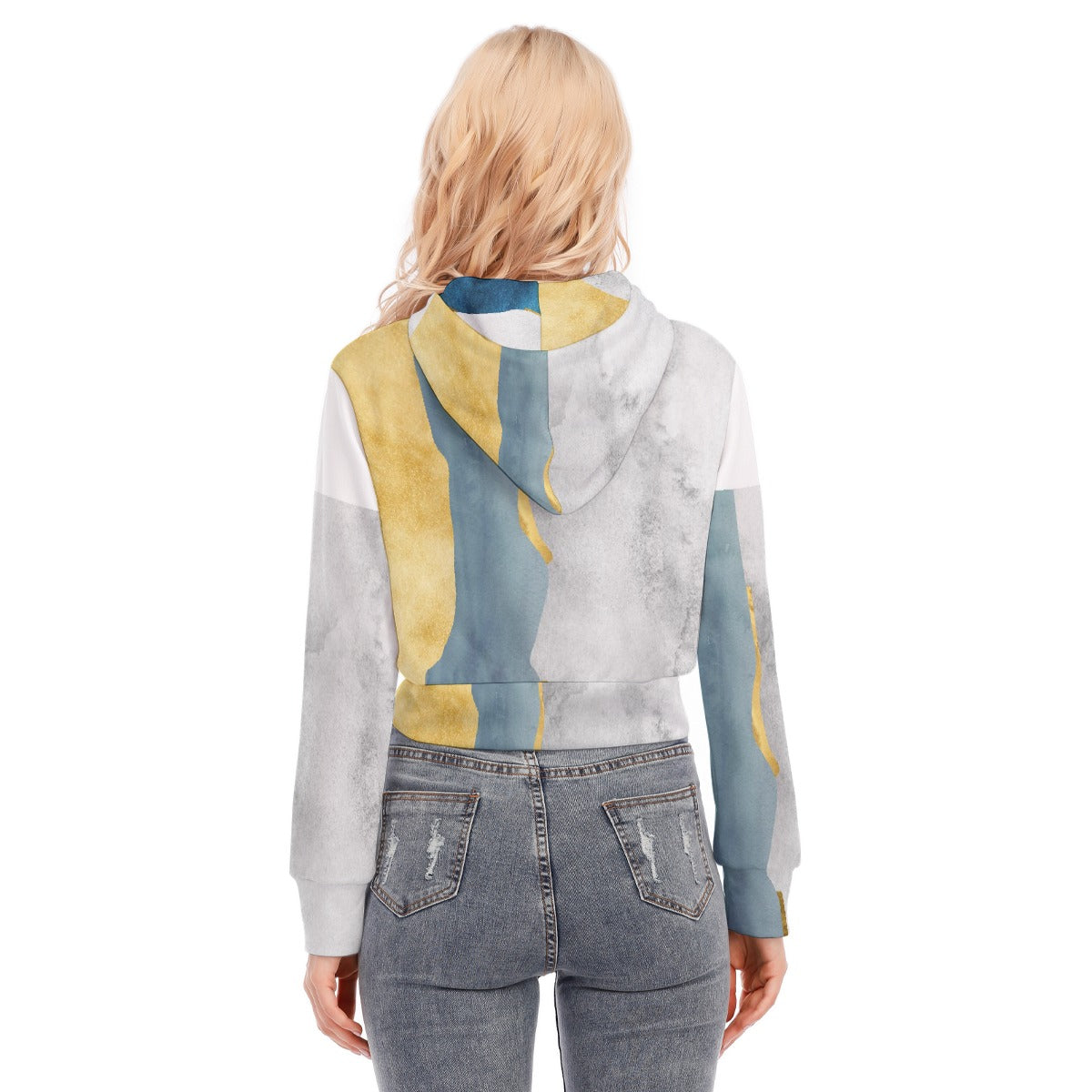 All-Over Print Women's Crop Top Hoodie With Zipper Closure