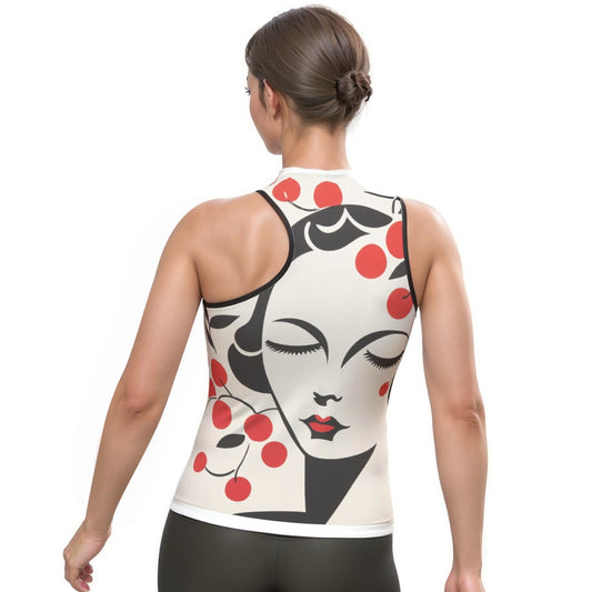 All-Over Print Women's Halter Sleeveless Asymmetrical Tank Top