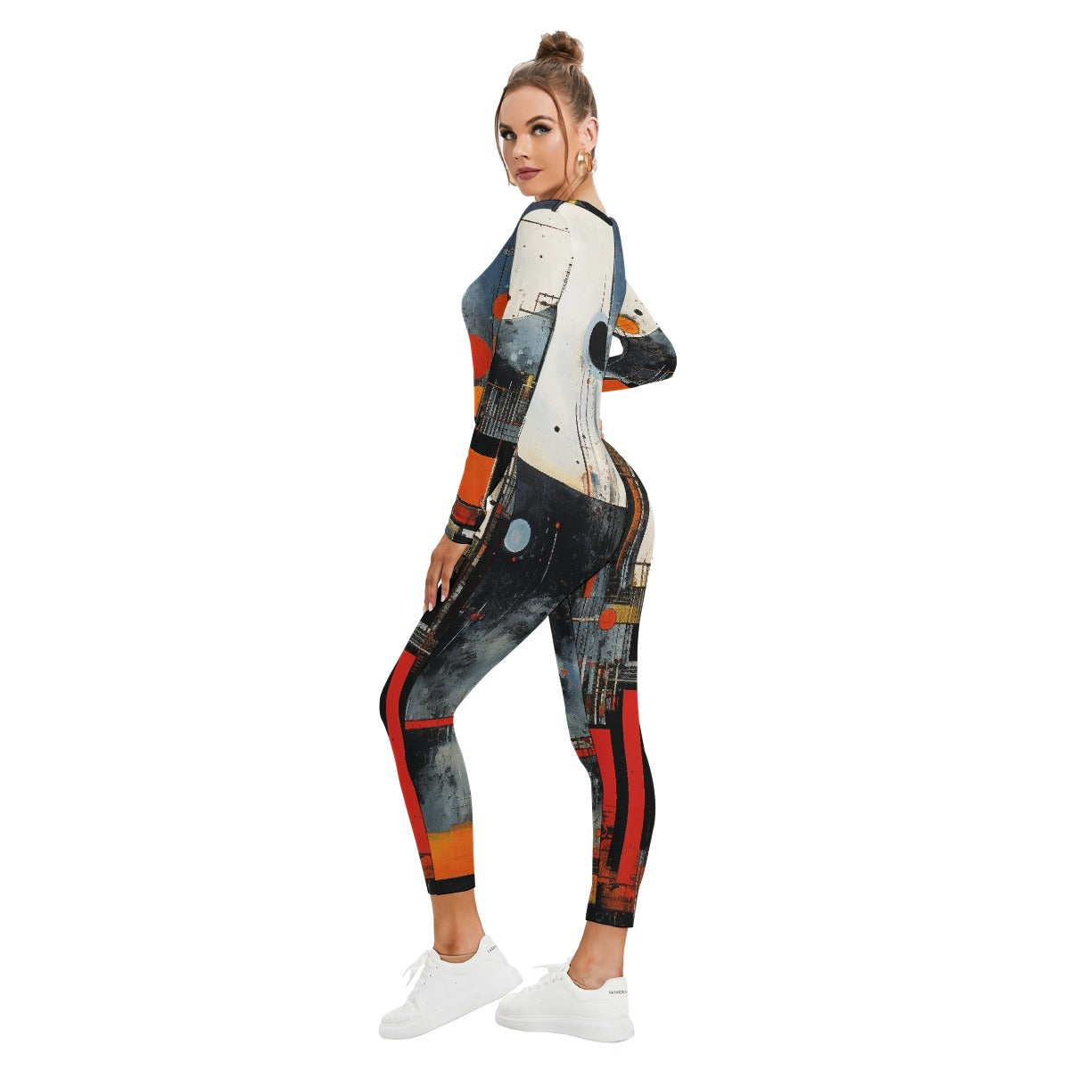 All-Over Print Women's Plunging Neck Jumpsuit