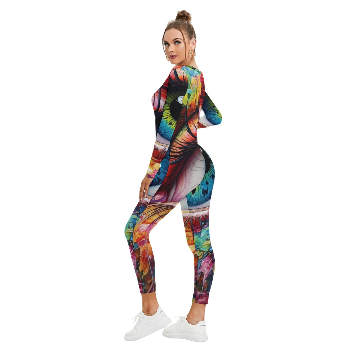 All-Over Print Women's Plunging Neck Jumpsuit