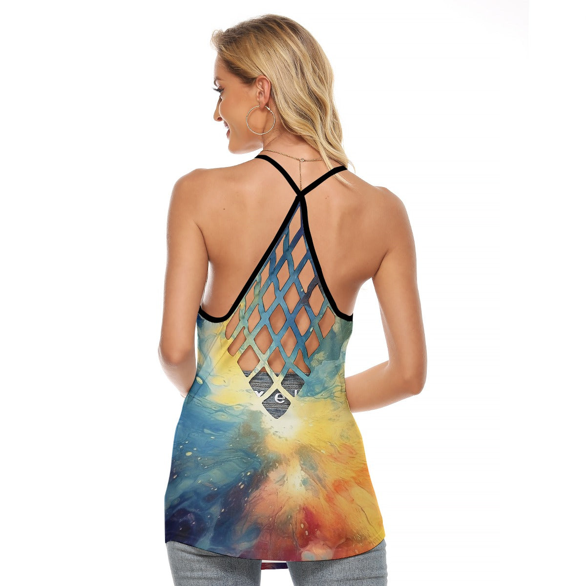 All-Over Print Women's Criss-Cross Open Back Tank Top