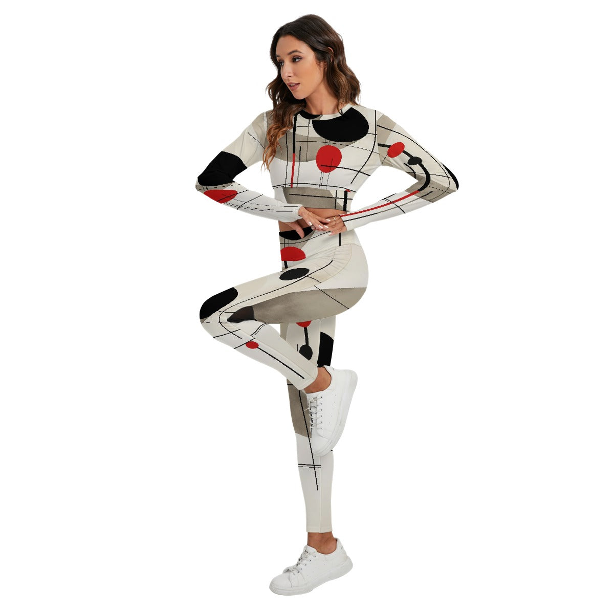 All-Over Print Women's Sport Set With Backless Top And Leggings