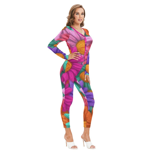 All-Over Print Women's Plunging Neck Jumpsuit