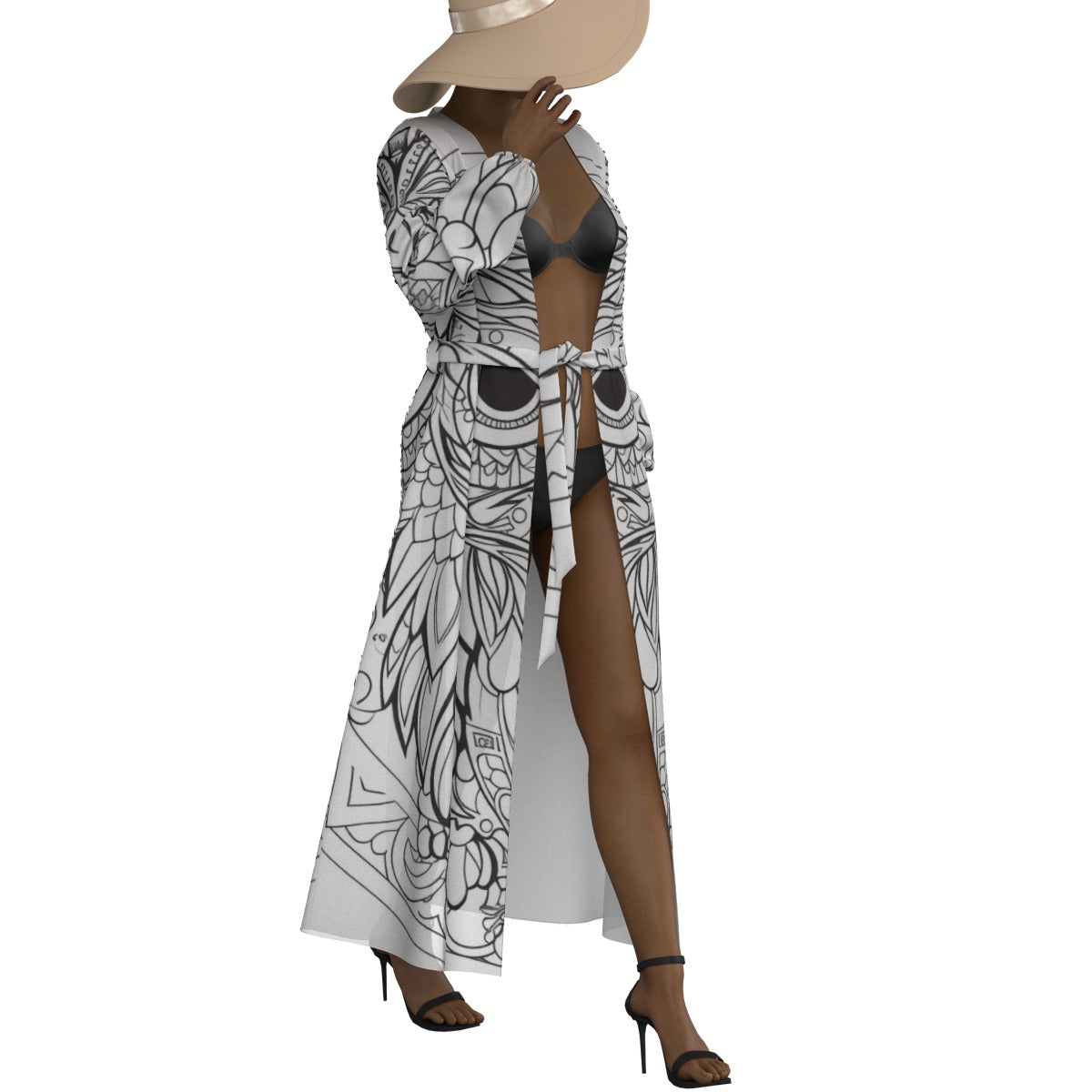 All-Over Print Women's Lace-up Chiffon Robe