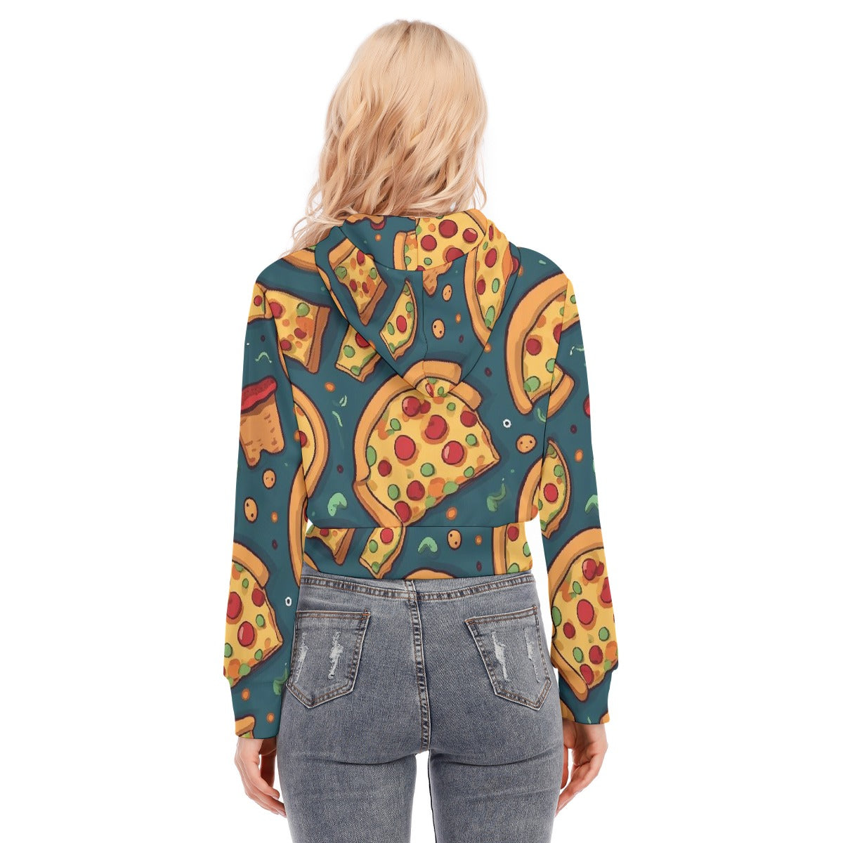 All-Over Print Women's Crop Top Hoodie With Zipper Closure