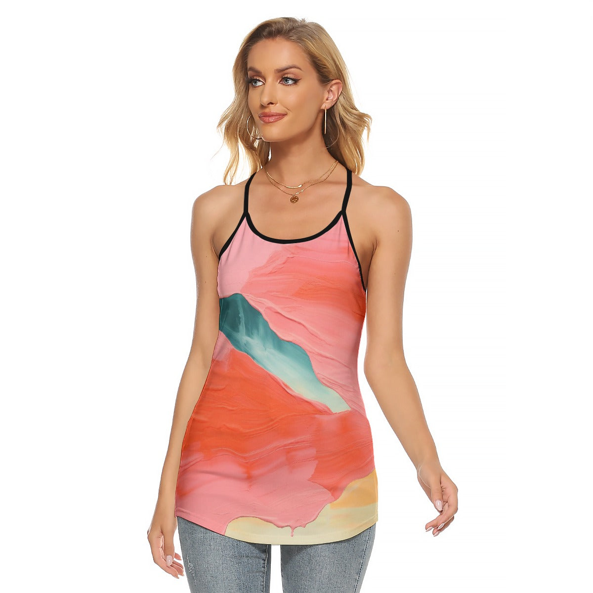 All-Over Print Women's Criss-Cross Open Back Tank Top