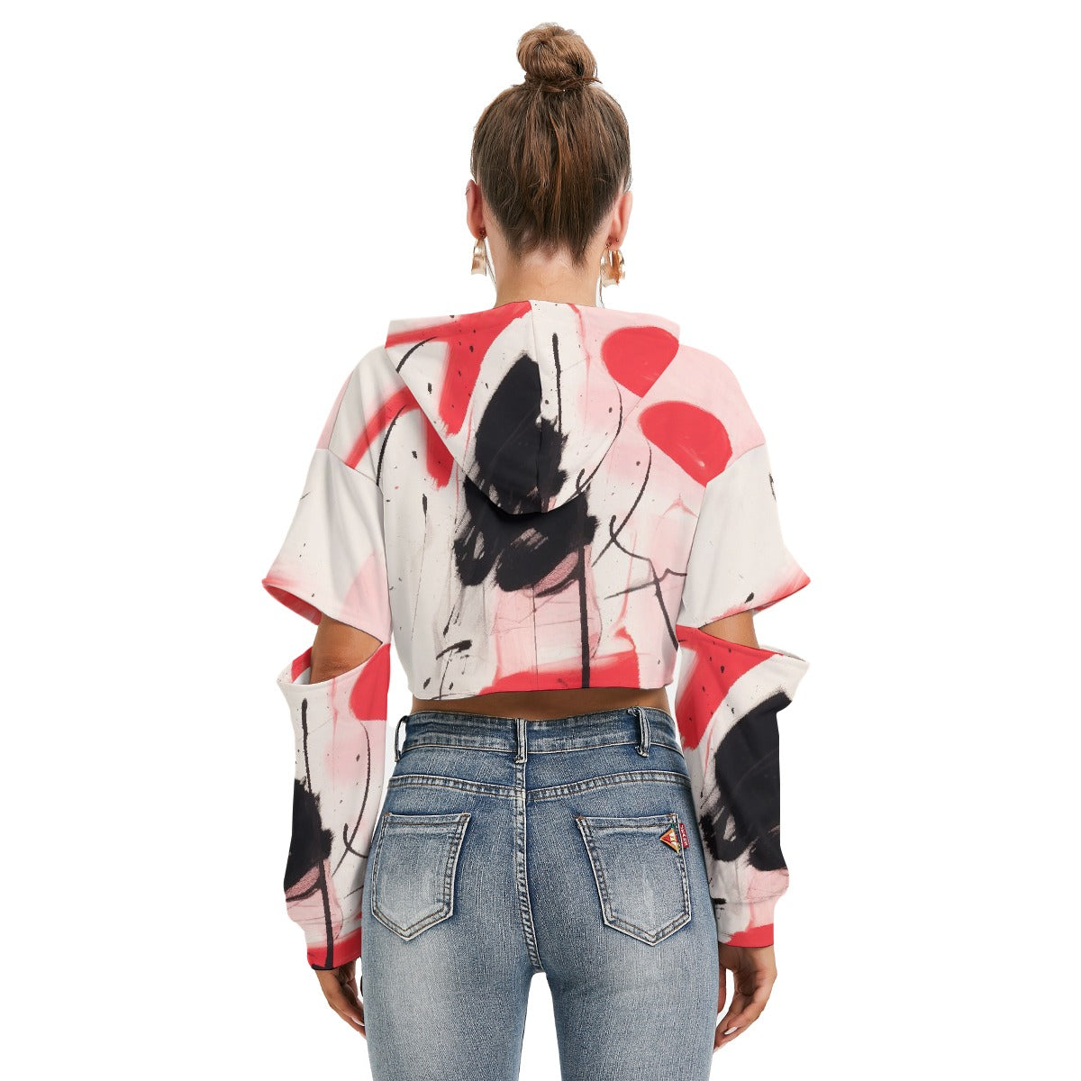 All-Over Print Women's Heavy Fleece Hoodie With Hollow Out Sleeve
