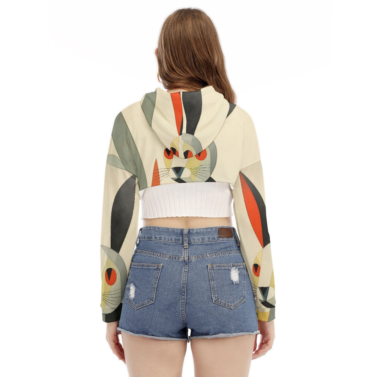 All-Over Print Women's Smock Short Hoodie With Long Sleeve