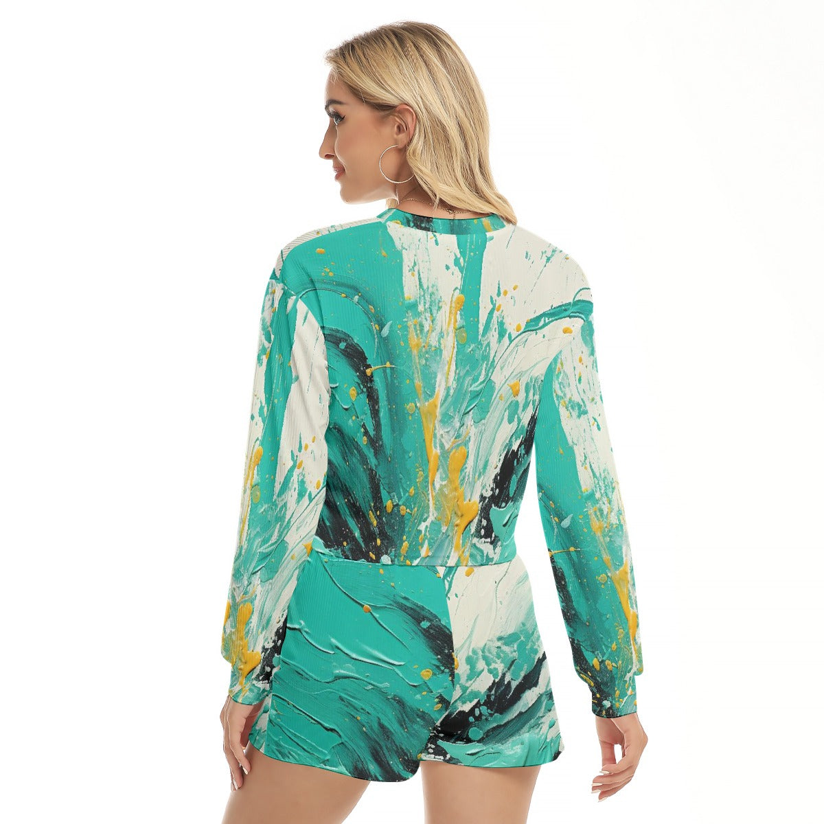 All-Over Print Women's Short Sweatshirt And Pants Suit