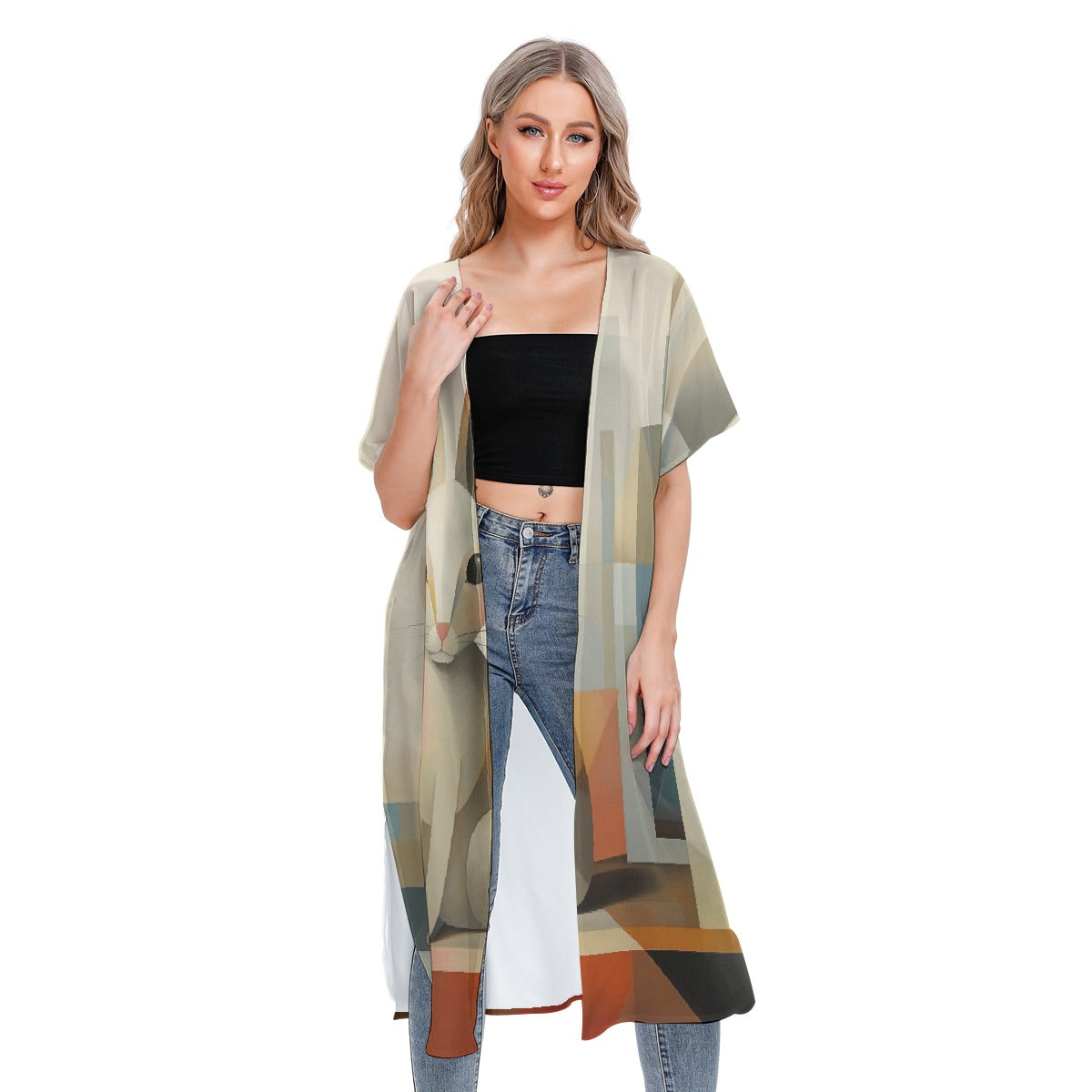 All-Over Print Women's Short Sleeve Cardigan