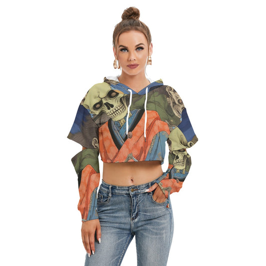 All-Over Print Women's Heavy Fleece Hoodie With Hollow Out Sleeve