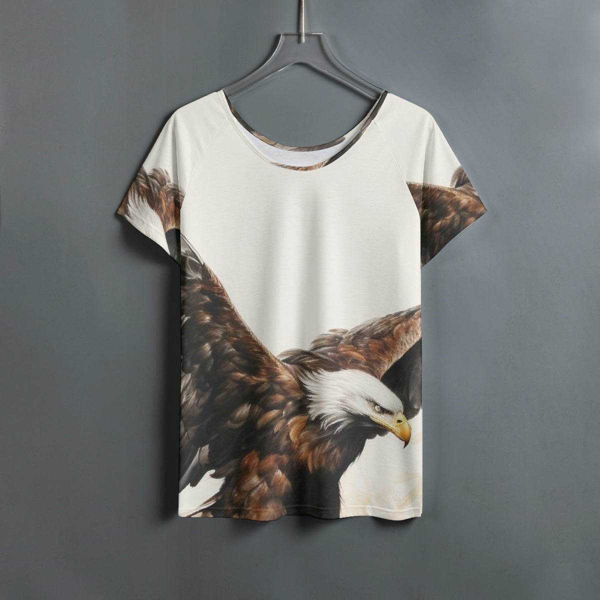 All-Over Print Women's Round Neck T-shirt With Raglan Sleeve