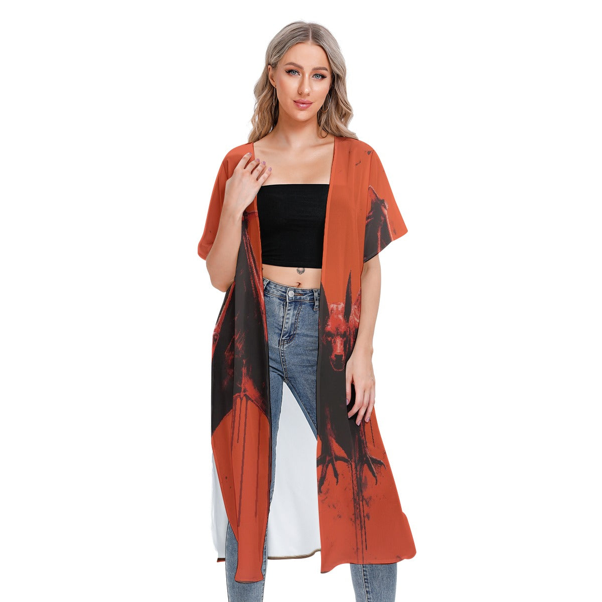 All-Over Print Women's Short Sleeve Cardigan