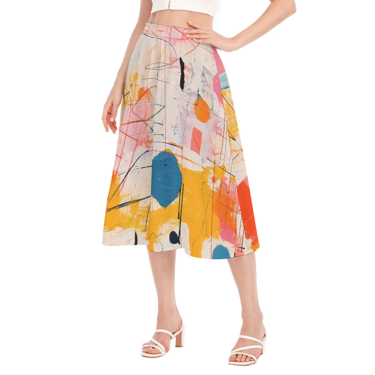 All-Over Print Women's Long Section Chiffon Skirt