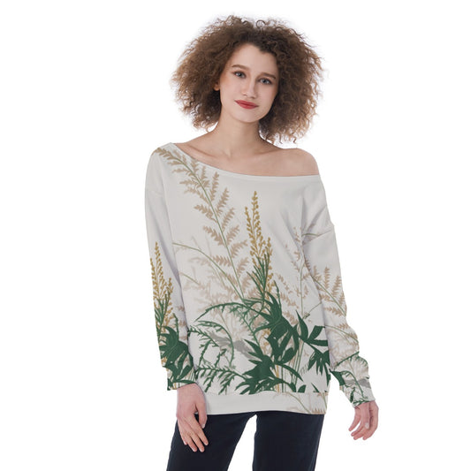 All-Over Print Oversized Women's Off-Shoulder Sweatshirt