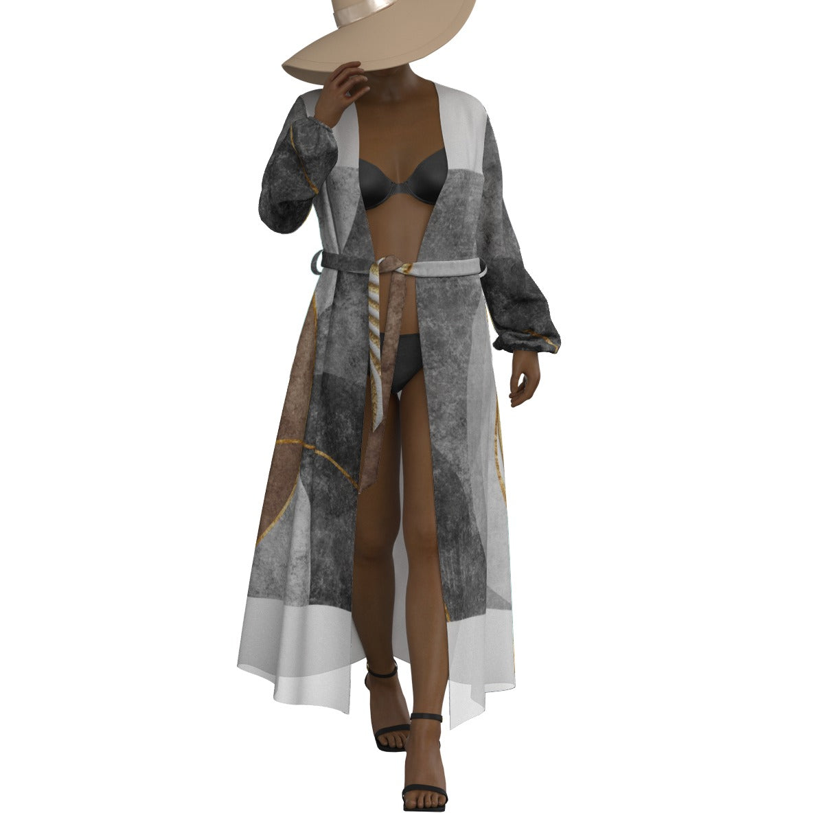 All-Over Print Women's Lace-up Chiffon Robe