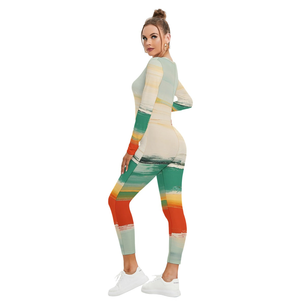 All-Over Print Women's Plunging Neck Jumpsuit