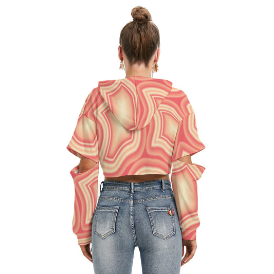 All-Over Print Women's Heavy Fleece Hoodie With Hollow Out Sleeve