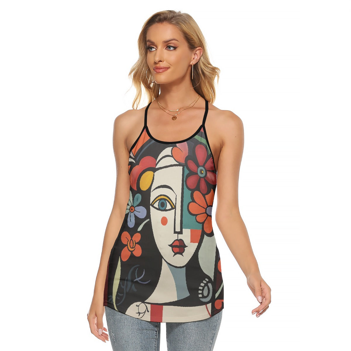 All-Over Print Women's Criss-Cross Open Back Tank Top