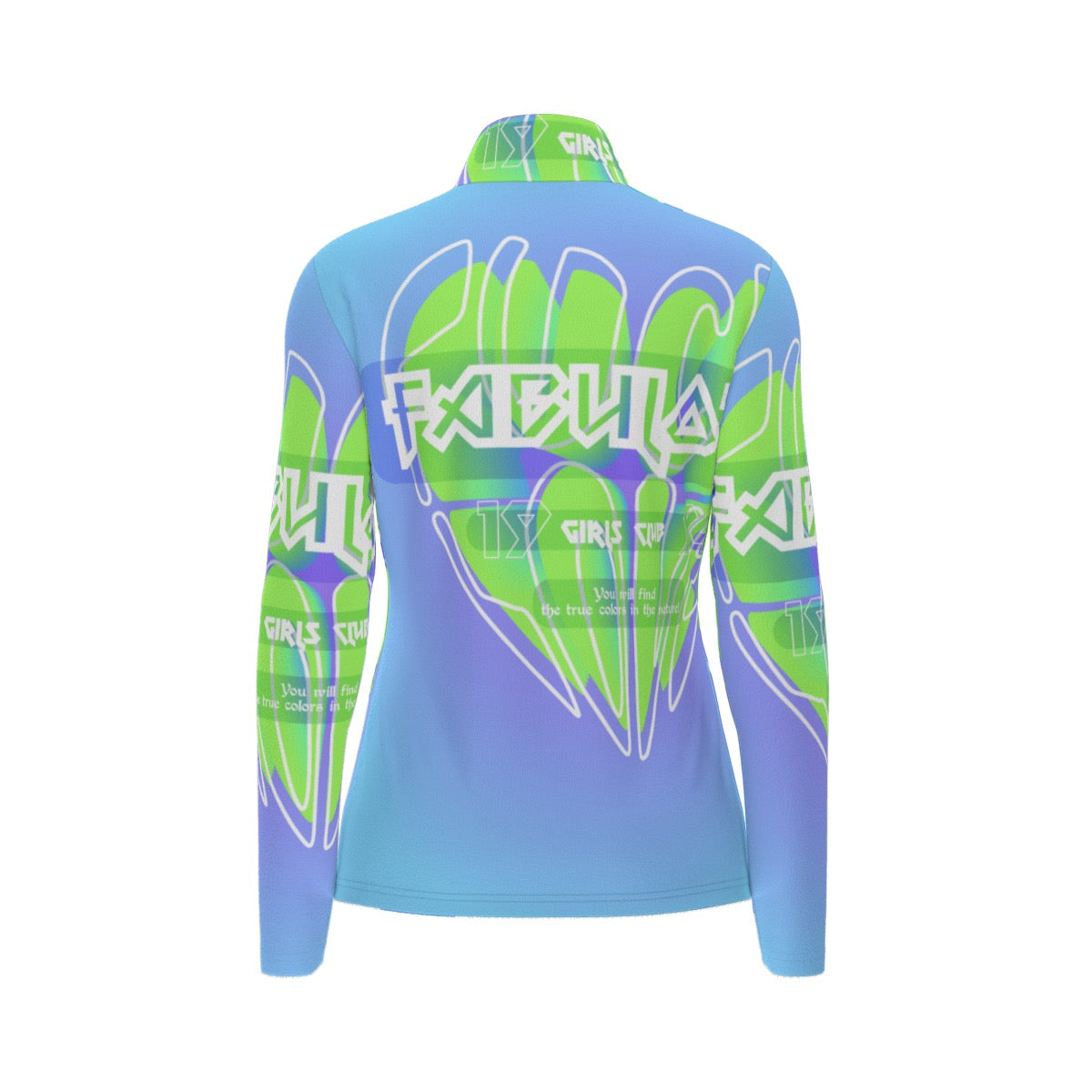 All-Over Print Women's Sports Collar Jersey With Long Sleeve