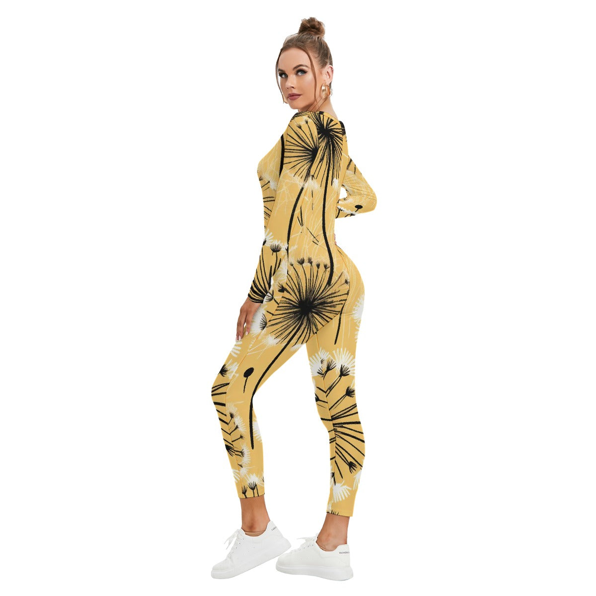 All-Over Print Women's Plunging Neck Jumpsuit