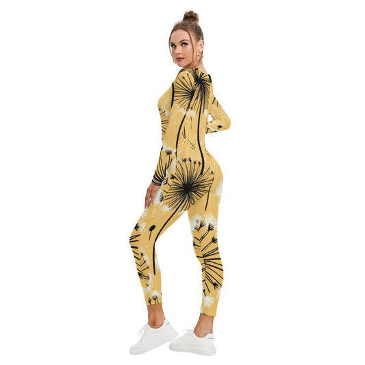 All-Over Print Women's Plunging Neck Jumpsuit
