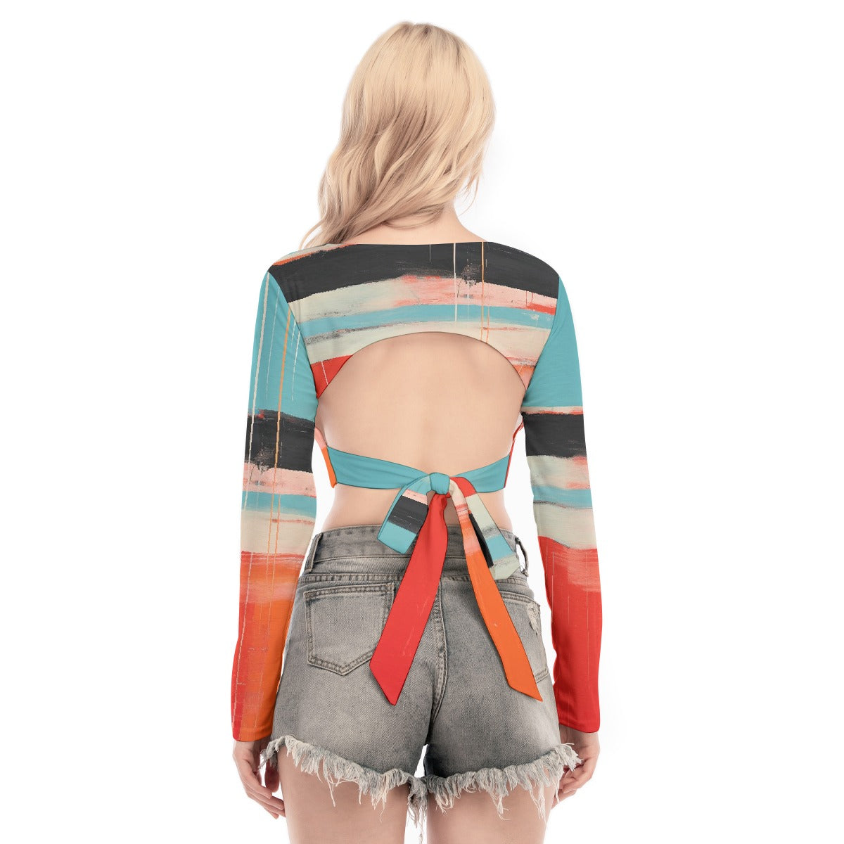 All-Over Print Women's Back Hollow T-shirt With Strap