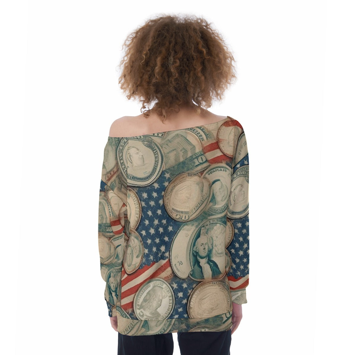 All-Over Print Oversized Women's Off-Shoulder Sweatshirt