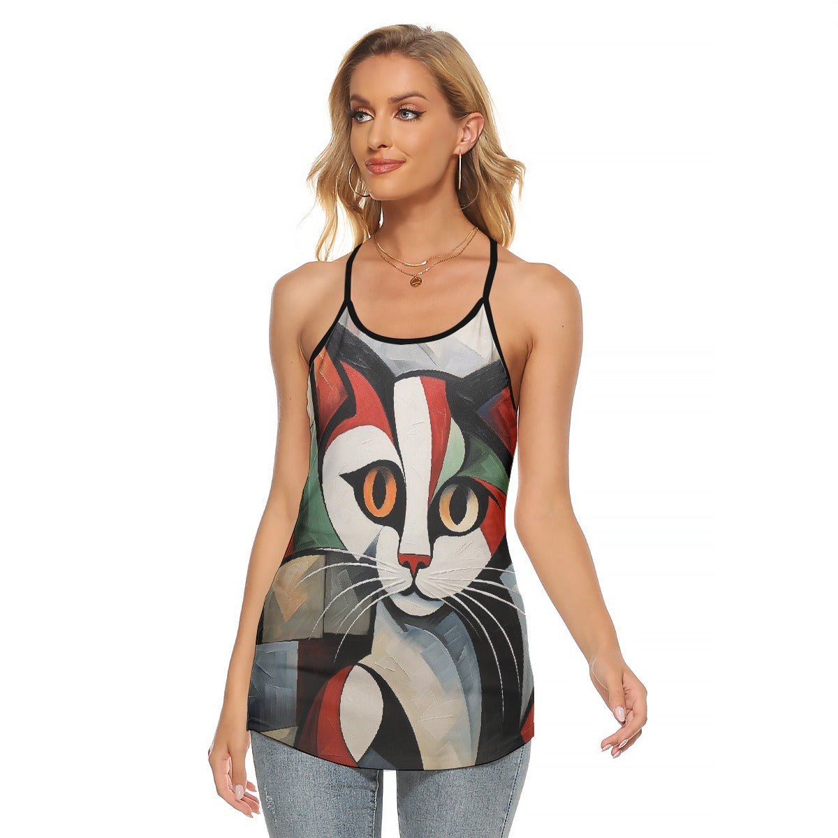 All-Over Print Women's Criss-Cross Open Back Tank Top