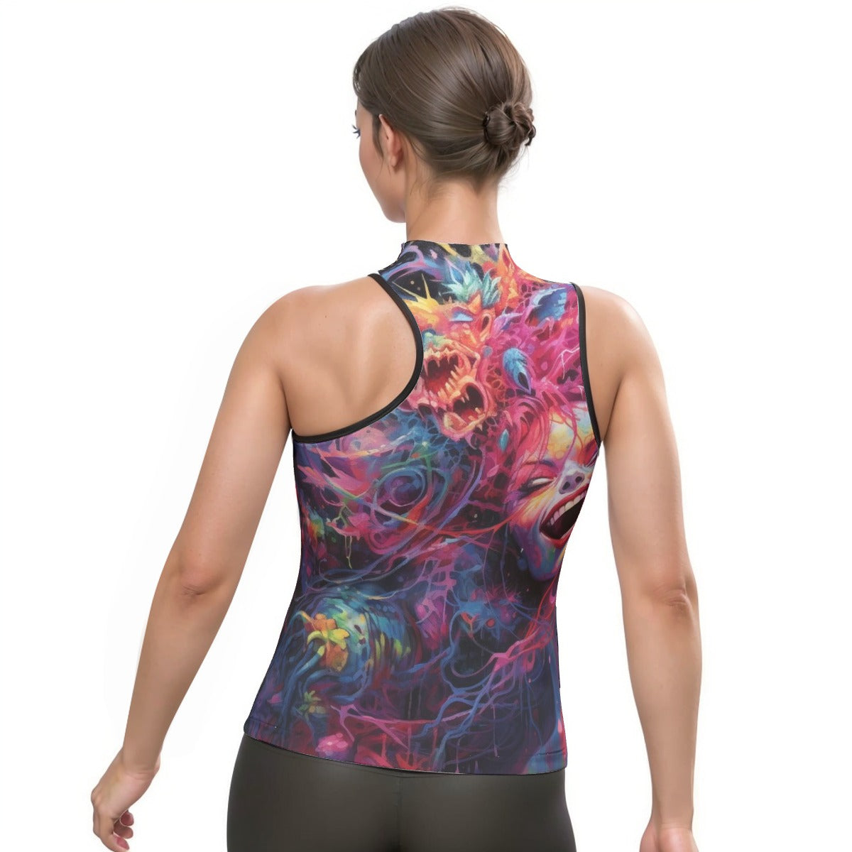 All-Over Print Women's Halter Sleeveless Asymmetrical Tank Top