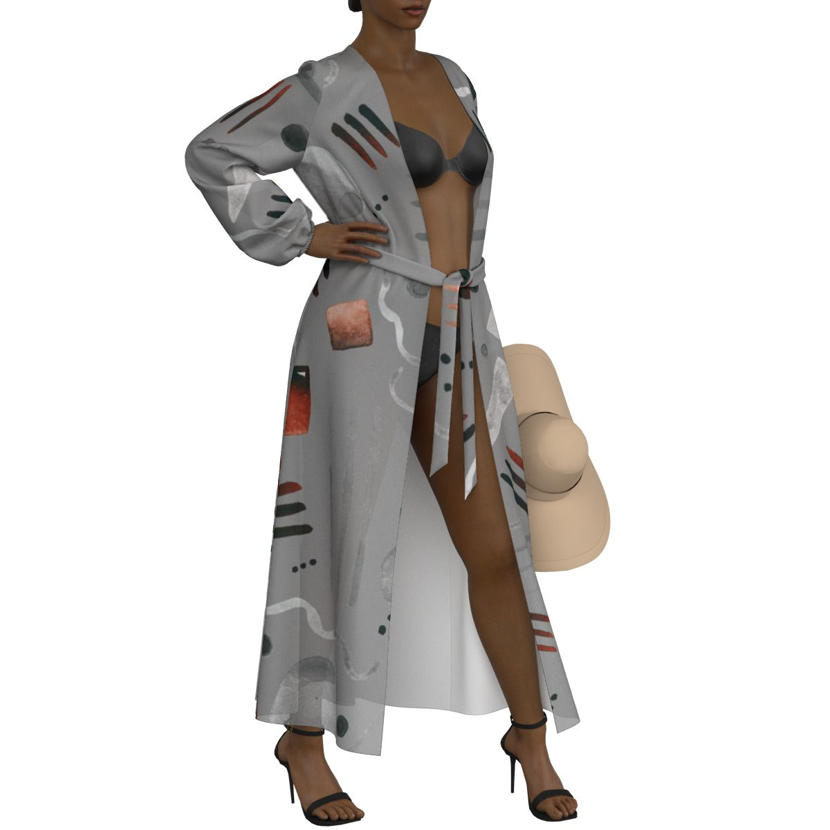 All-Over Print Women's Lace-up Chiffon Robe