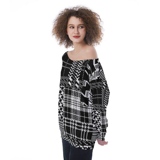 All-Over Print Oversized Women's Off-Shoulder Sweatshirt