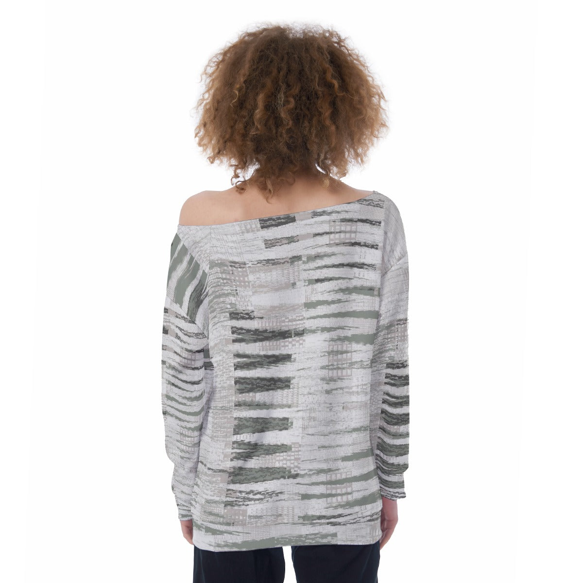 All-Over Print Oversized Women's Off-Shoulder Sweatshirt
