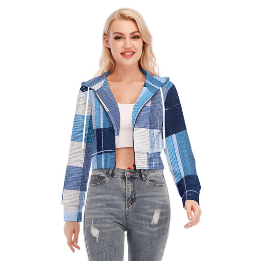 All-Over Print Women's Crop Top Hoodie With Zipper Closure