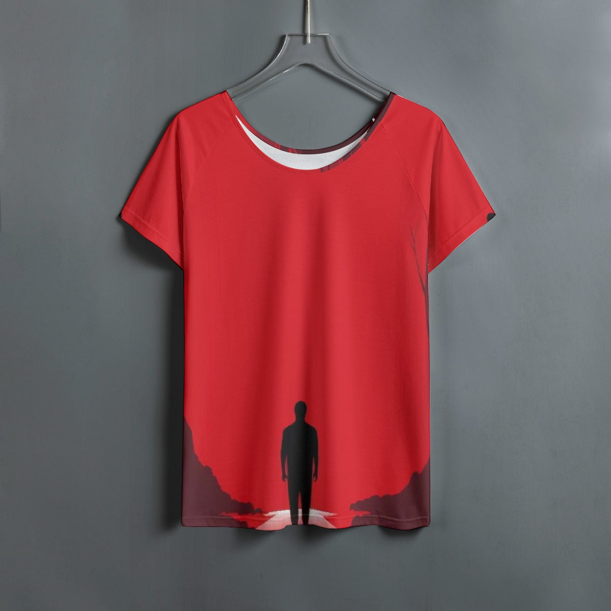 All-Over Print Women's Round Neck T-shirt With Raglan Sleeve