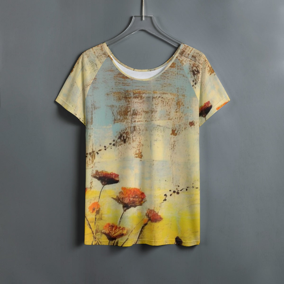 All-Over Print Women's Round Neck T-shirt With Raglan Sleeve