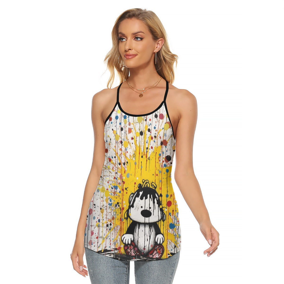 All-Over Print Women's Criss-Cross Open Back Tank Top