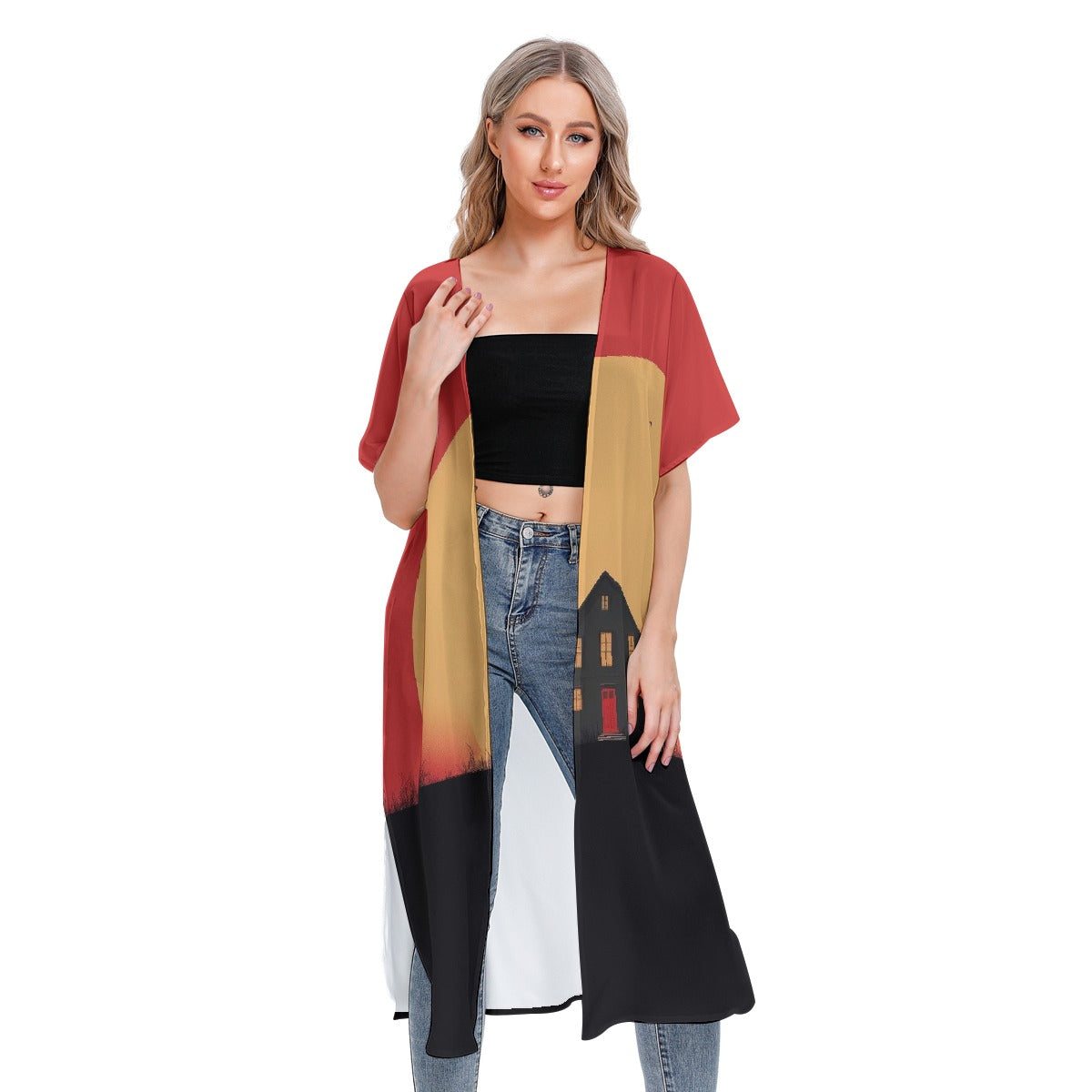 All-Over Print Women's Short Sleeve Cardigan