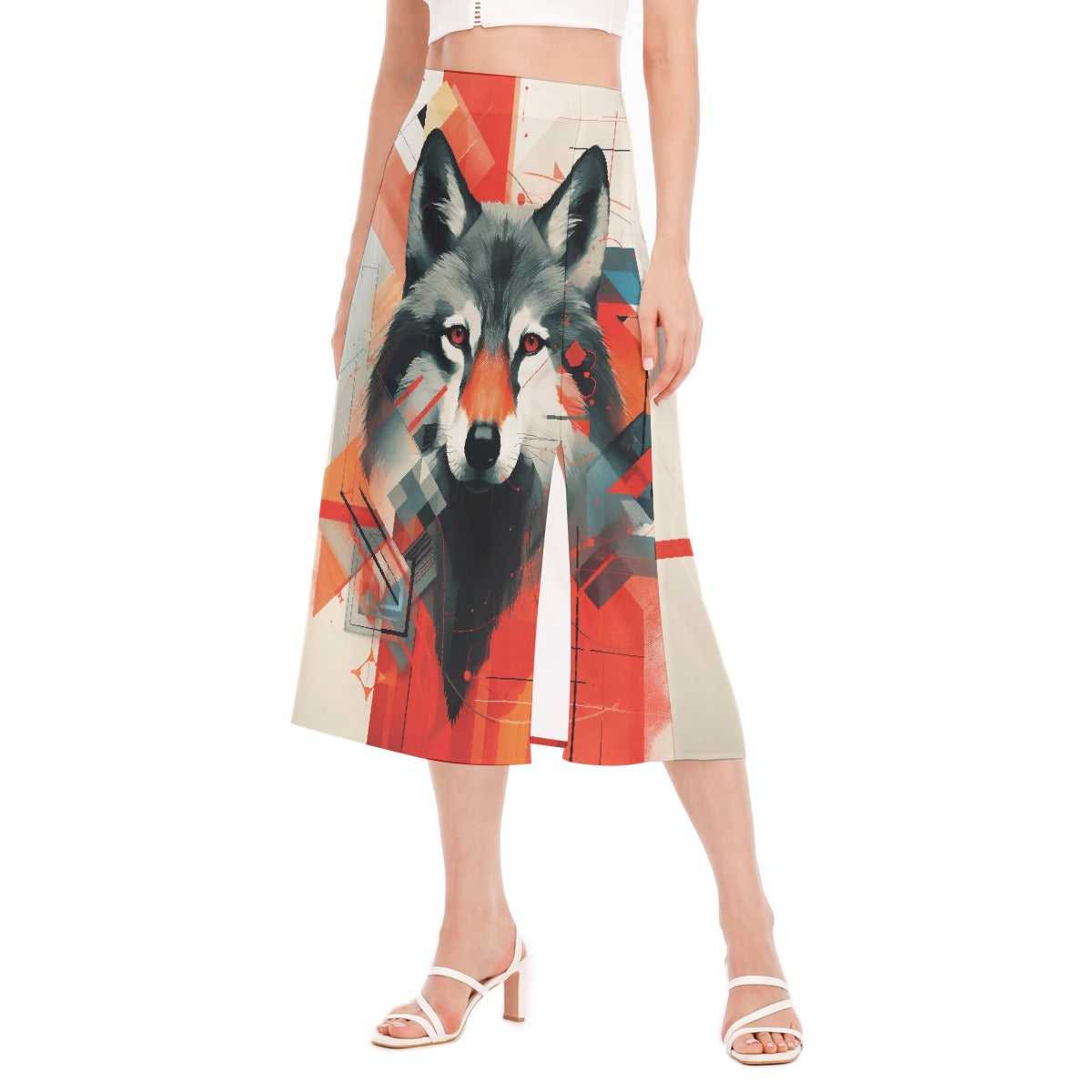 All-Over Print Women's High Slit Long Skirt