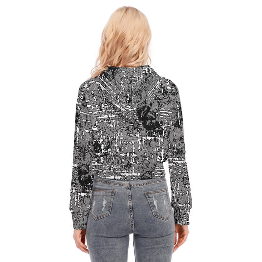 All-Over Print Women's Crop Top Hoodie With Zipper Closure