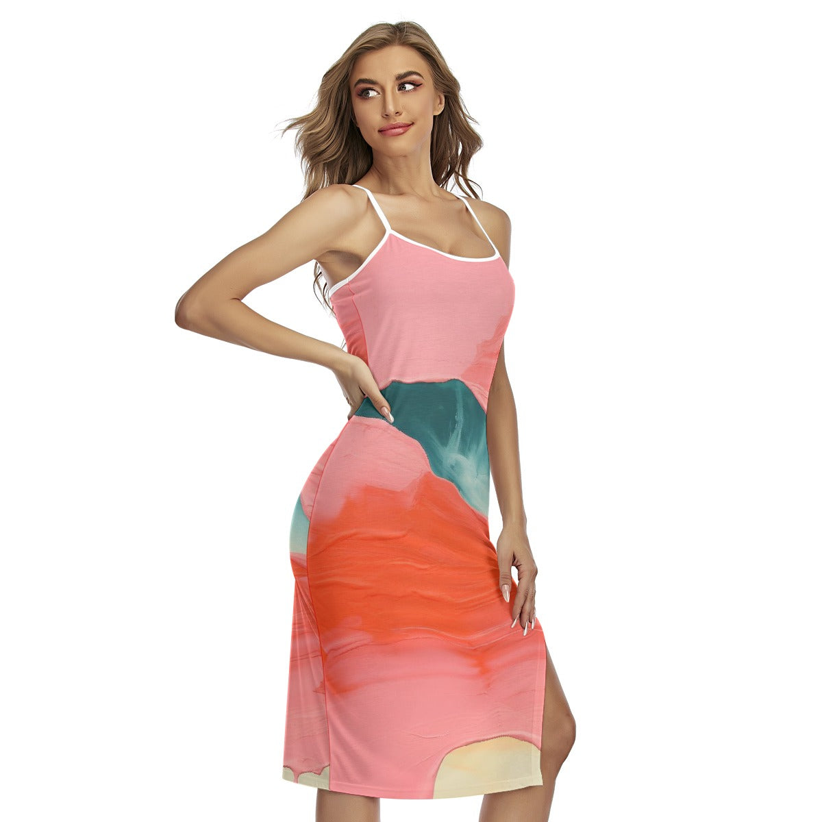 All-Over Print Women's Back Cross Cami Dress